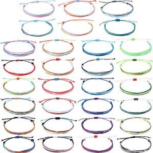 30 Vibrant Adjustable Bohemian Anklets - Waterproof Rope Bracelets for Summer